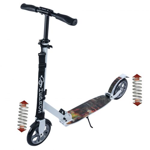 Hepros XXXL PU-Wheel Fully Monopattino 200mm Scooter pieghevole bianco