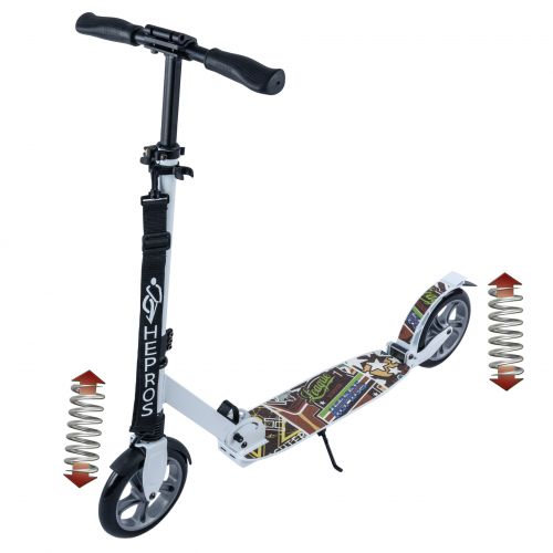 Hepros XXXL PU-Wheel Fully Monopattino 200mm Scooter pieghevole bianco