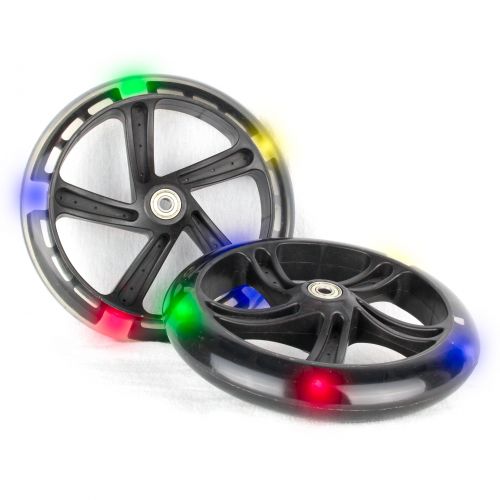 PU 200mm roues lumineuses de secours pour Trottinette 5 LED - 2 pièce