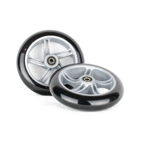 PU 145mm ruedas de repuesto Cojinete de rueda ABEC9 para Patinete plata negro - 2 piezas