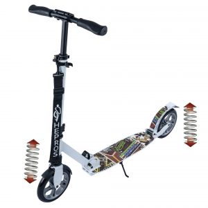 Hepros XXXL PU-Wheel Fully Monopattino 200mm Scooter pieghevole bianco