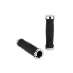 Lock-On Griffe Alu Handgriffe Gummi Soft für Cityroller - 1 Paar silber