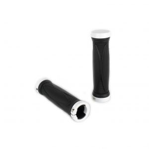 Lock-On Griffe Alu Handgriffe Gummi Soft für Cityroller - 1 Paar weiß